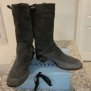 BRUNELLO CUCINELLI Gray Suede Mid Calf Boots 40/10